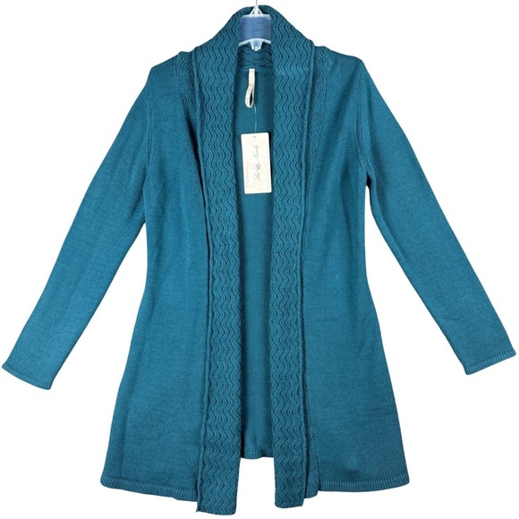 Leo & Nicole Sweaters - NEW Leo &‎ Nicole Women's M Teal Haze Shawl Collar Open Front Cardigan Sweater